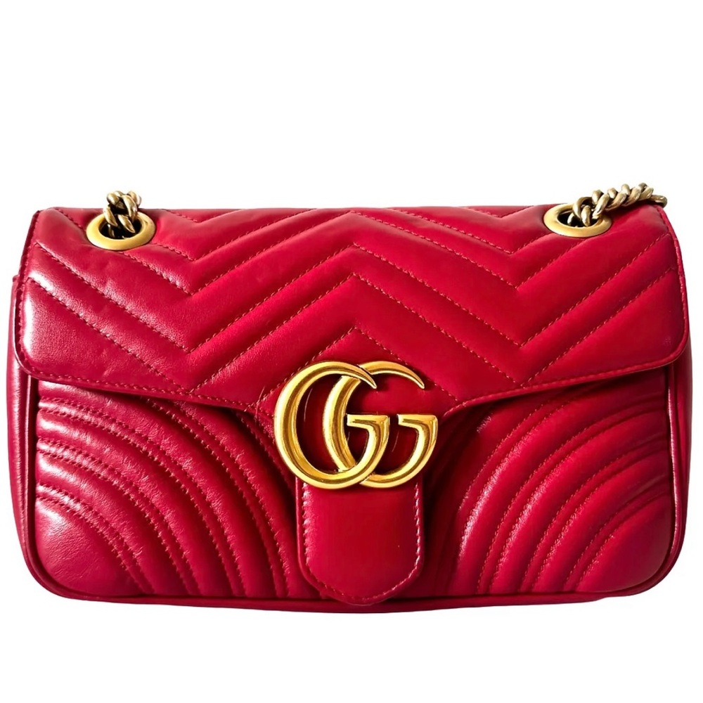 Gucci - GG Marmont - Red Leather -  COA included